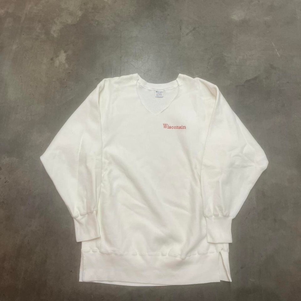 80s champion reverse weave Wisconsin badgers distressed crew neck‎ sweatshirt